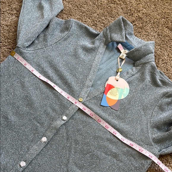 NWT Ted Baker Castelo Lurex Woven Metallic Shimmer Light Blue Button Down Shirt - Picture 8 of 9